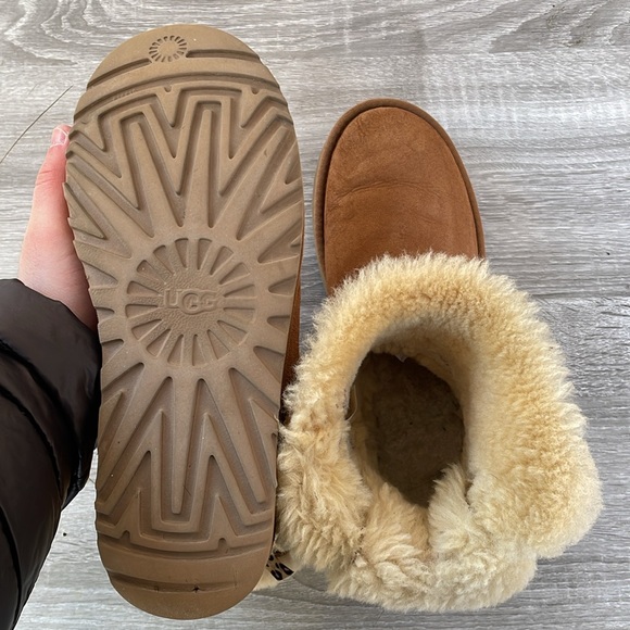 UGG Mini Bailey Bow II Exotic Leopard Print Tan Suede Womens Boots Size 10 - Picture 4 of 12